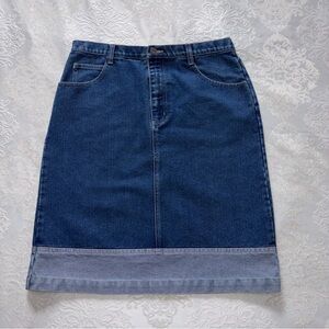 Paul Harris Design Denim Two Tone Colorblock Midi Skirt Size 10